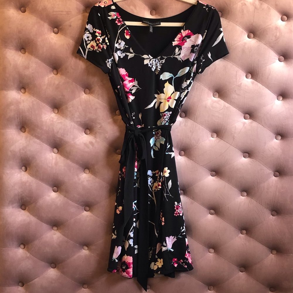 WHBM Reversible Black and Floral Dress